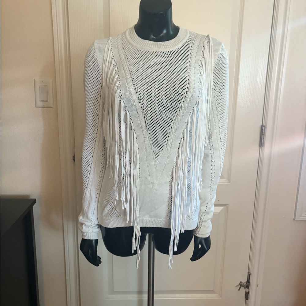 RD Style White Fringe Sweater